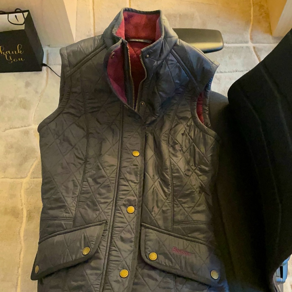 Barbour Cavalry Fleece Lined Gilet Vest Navy/Merlot US4 (fits a normal size 0)